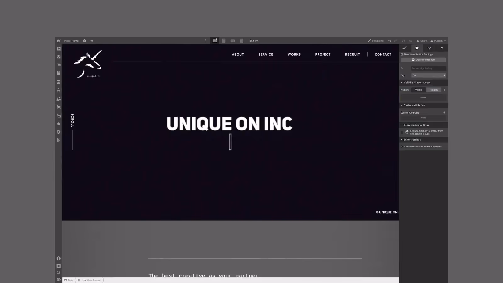 Unique OnのWebサイト